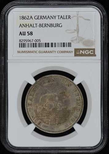 1862A ドイツ アンハルト・ベルンブルク シルバー ターラー NGC AU58