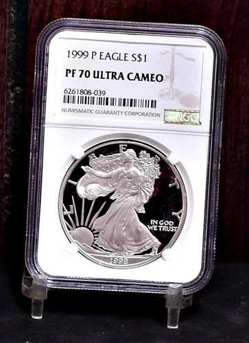 1999-P プルーフ シルバー イーグル - NGC Pf70 ウルトラ カメオ (#59681-L)