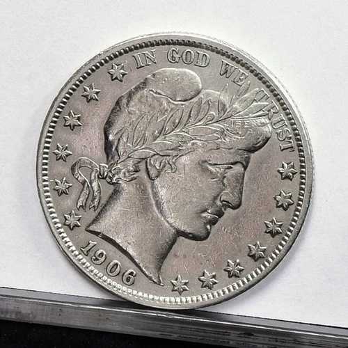 1906-S バーバーハーフダラー - AUディテール、粗洗浄済み (#59601-L)