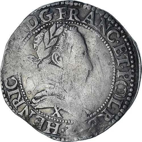 [#1179451] フランス、アンリ3世、フラン・オー・コル・プラ、1579年、アミアン、VF(30-35)、銀