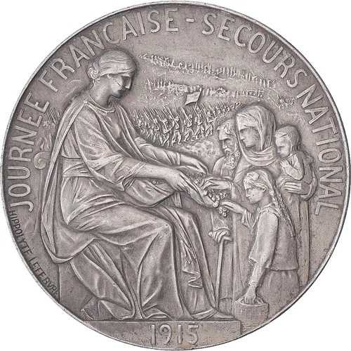 [#1526715] フランス, メダル, ジュルネ・フランセーズ, Secours National, 1915年, 銀, ヒップ