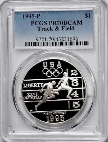 1995年オリンピック陸上競技 シルバードル PCGS PR70??完璧な品質??