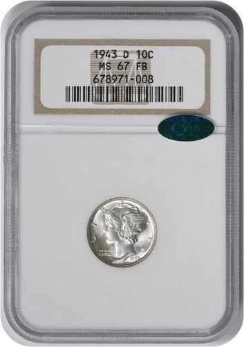 1943-D マーキュリーシルバーダイム MS67FB NGC (CAC) 81,070円