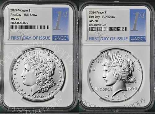 2024年 モルガン＆ピース シルバードル 未流通 NGC MS70 初日 FDI、 81,070円