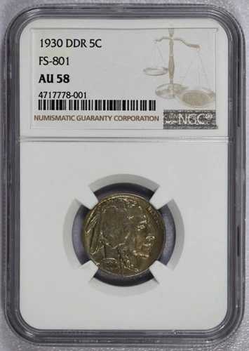1930年 NGC AU58 DDR FS-801（5本足のバッファロー）バッファローニッケル - 価格ガイド $375
