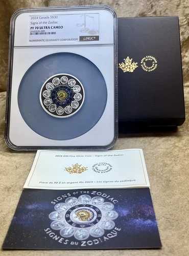 カナダ 2024年 S$30 十二支 NGC PF70 シルバー 2オンス プルーフ .9999 COAボックス付き