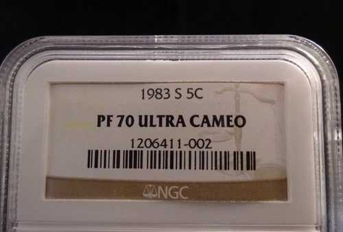 1983-S ジェファーソンニッケル NGC PF70 ウルトラカメオ - ブラウンラベル
