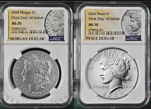 2024年 モルガン＆ピース シルバードル 未流通 NGC MS70 初日発行 Fdi