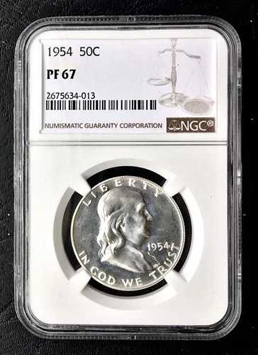1954年 50セント フランクリン プルーフ シルバー ハーフドル NGC PF 67 ハイグレード