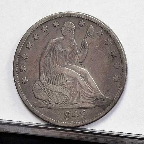 1849-O 自由の女神像半ドル硬貨 - XF 詳細、クリーニング済み (#59631-L)