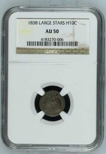 1838年 リバティ・シーティング ハーフダイム NGC AU-50 ラージ