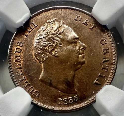 ハノーヴァー朝、ウィリアム4世、1835年。1/3ファーシング NGC MS64 BN
