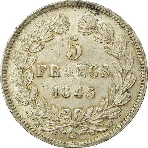 [#57347] コイン、フランス、ルイ フィリップ、5 フラン、1843 年、リール、オーストラリア、シル、ver