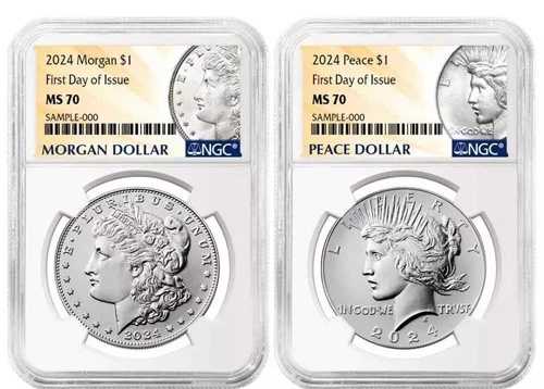 2024年 モルガン＆ピース シルバードル 未流通 NGC MS70 初日発行 P %