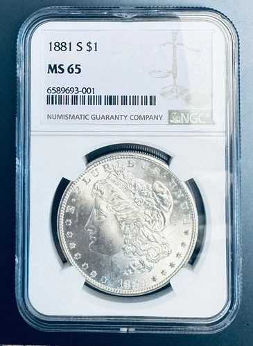 1881-S 銀製モルガンドル NGC MS65 美しい光沢