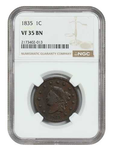 1835 1C NGC VF35 - コロネットヘッドセント