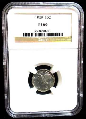 NGC PF66 1939年 プルーフ マーキュリーダイム GU78