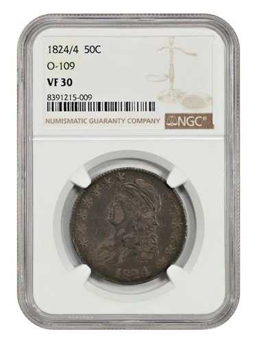 1824/4 50C NGC VF30 (Overton-109) - キャップドバストハーフダラー