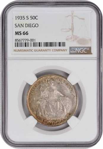 サンディエゴ記念銀貨ハーフドル 1935-S MS66 NGC