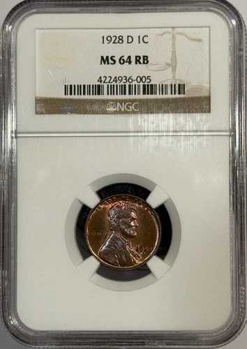 1928-D リンカーンセント MS64RB NGC、(12572)