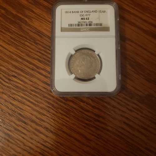 1814年 イングランド銀行 1S/6P ESC-977 NGC MS 62 1シリング6ペンス