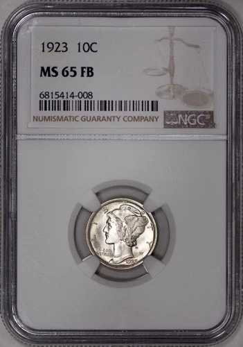 1923 年 マーキュリー ダイム 10 セント NGC MS65FB - 素晴らしいコインです!