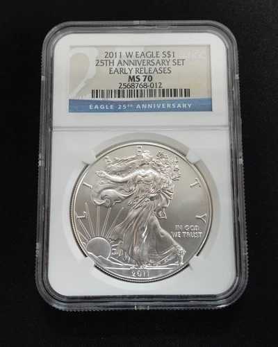 2011年 W アメリカンイーグル シルバー $1 25周年記念早期リリース - NGC MS 70|WORLD RESOURCE【QUEEN店】