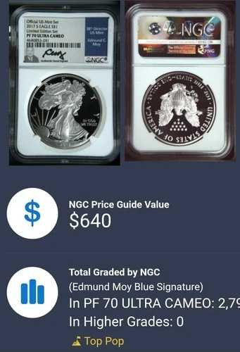 2017 S シルバーイーグル $1 限定版セット Pf 70 UC モイ ハンドシグ NGC 低鋳造枚数