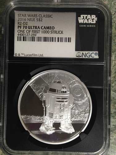 2016年 ニウエ NGC ブラックコア PF70 スターウォーズ クラシック R2-D2 1オンス シルバー 1,000枚目｜WORLD RESOURCE【QUEEN店】