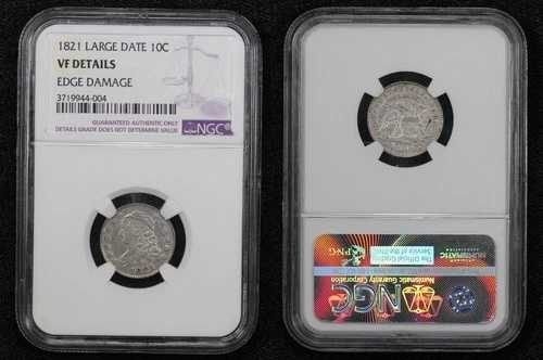 1821年 キャップドバストダイム ラージデイト VF 詳細 エッジダメージ NGC 5902|WORLD RESOURCE【QUEEN店】
