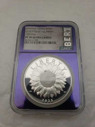 2025年 シルバー アメリカン リバティ メダル 1オンス NGC PF70 ウルトラカメオ パープル BERT