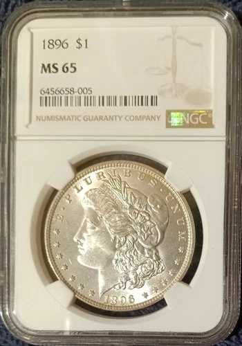 1896年モルガン・ダラー、NGC MS-65、非常に輝く宝石、未流通