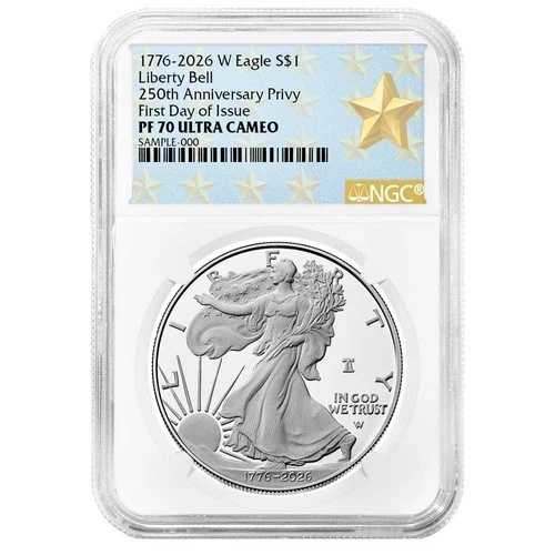 プレセール - 2026-W $1 1オンス プルーフ アメリカン シルバー イーグル NGC PF70UC FDI ウェストポイント