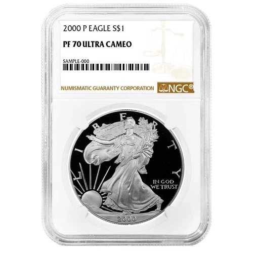 2000-P プルーフ $1 アメリカン シルバー イーグル NGC PF70UC ブラウン ラベル
