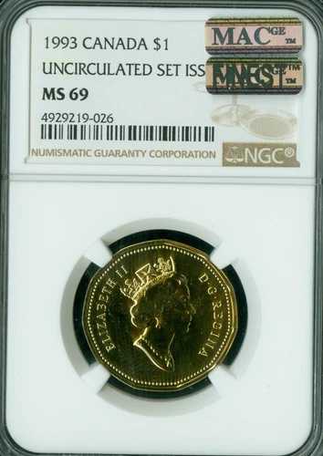 1993年カナダ ルーンドル NGC MS69 PQ MAC 最高級グレード MAC スポットレス。
