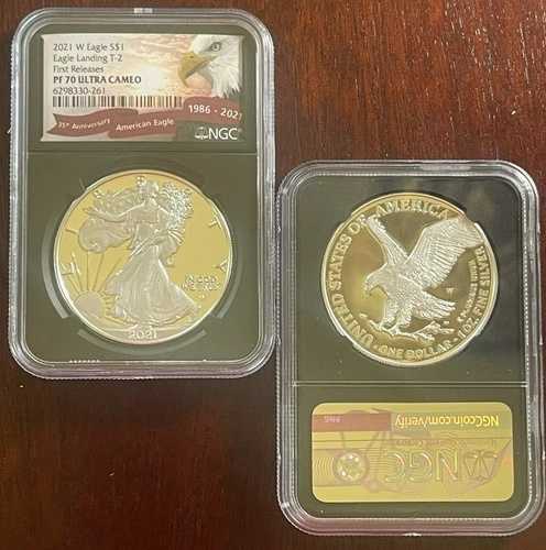 2021 W NGC PF70 T-2 ファーストリリース プルーフ アメリカンシルバーイーグル 35周年記念