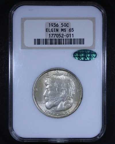 1936 年エルジン記念ハーフ ドル - 50 セント NGC MS65 CAC ? - オリジナル コイン!