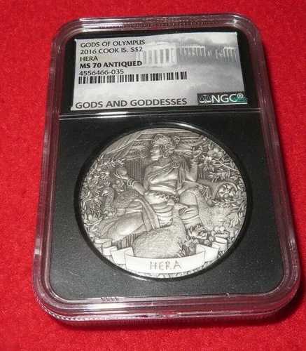 2016 NGC MS 70 クック諸島 2オンス シルバー $2 オリンポスの神々「ヘラ」アンティーク