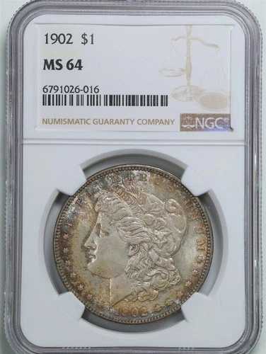 1902年 1ドル モルガン銀貨 MS64 NGC 6791026-016