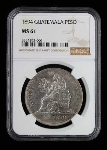 1894年グアテマラ銀貨 NGC MS 61 | 自由の女神像