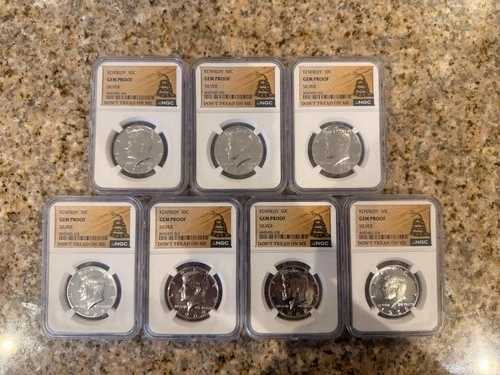ケネディ・ハーフダラー 1968-69S Genプルーフ 40%シルバー NGC 7枚セット ドント・トレッド・オン・ミー