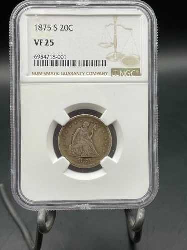 1875-S 20セント 20セントピース サンフランシスコ型コイン チョイス 非常に良好な状態 NGC VF25