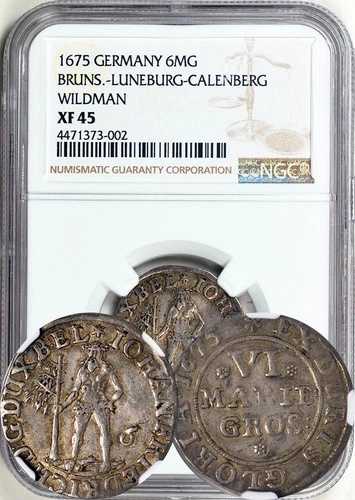 ブラウンシュヴァイク＝リューネブルク＝カレンベルク 1675 6 マリエングロシェン / 1/6 ターラー/ターラー NGC XF-45