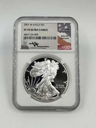 2001 W $1 1オンス プルーフ シルバー イーグル NGC PF70 ジョン・マーカンティ