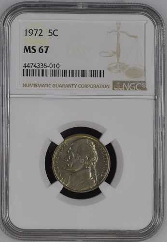 1972年 5C ジェファーソンニッケル NGC MS67 4474335-010