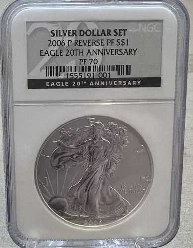 2006-P シルバーイーグルドル リバースプルーフ PF NGC PF70 20周年記念セット $1