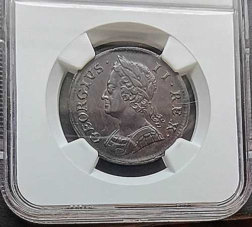 1752年 英国 ハーフペニー NGC XF45BN 光沢チョコレートブラウン