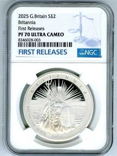 2025 2ポンド 英国 1オンス シルバー プルーフ NGC PF70 UCAM ブリタニア ファーストリリース