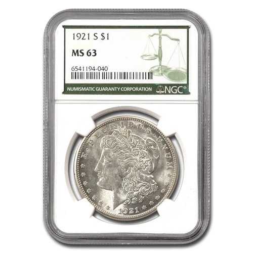 1921-S モルガン・ダラー MS-63 NGC (グリーンラベル)