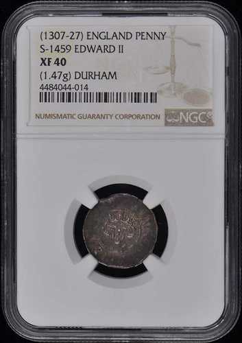 (1307-27) イングランド S-1459 エドワード2世 ペニー NGC XF40 ダーラム